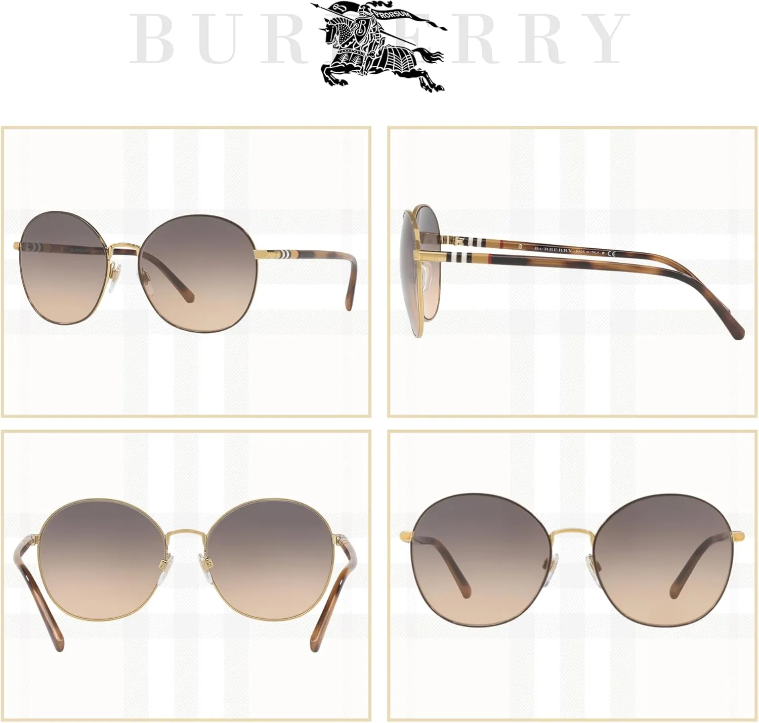 BURBERRY BE3094 Round Sunglasses for Women   BUNDLE With Designer iWear Eyewear Kit