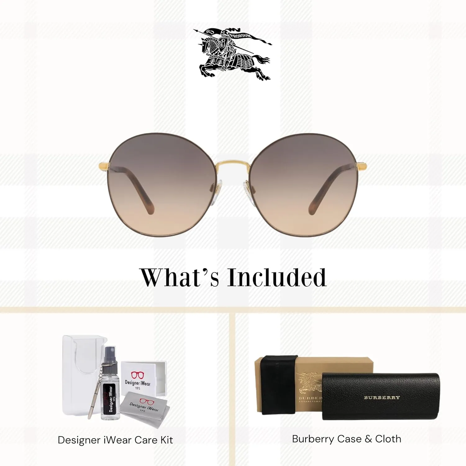 BURBERRY BE3094 Round Sunglasses for Women   BUNDLE With Designer iWear Eyewear Kit