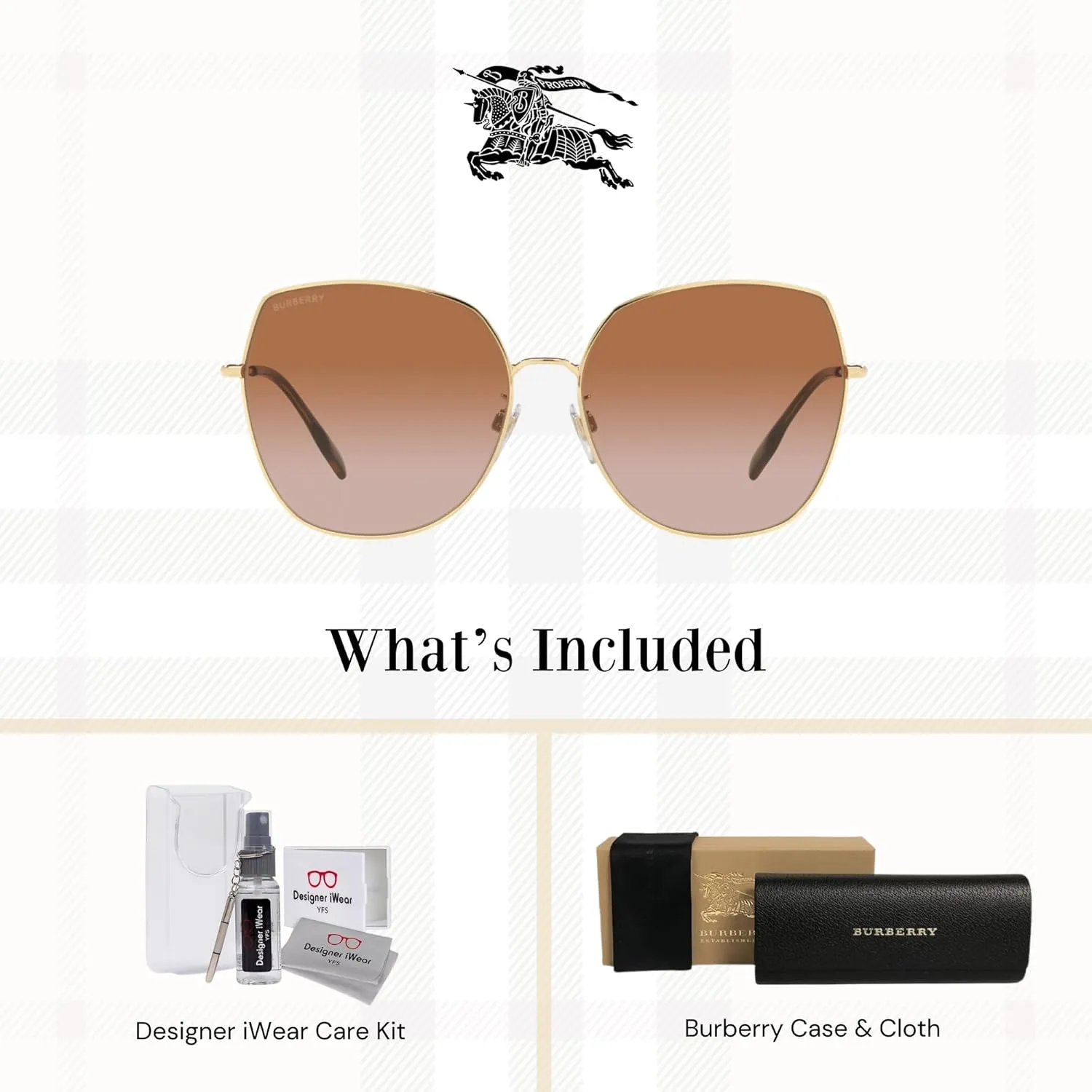 BURBERRY BE3136D Square Sunglasses for Women   BUNDLE With Deisgner iWear Complimentary Eyewear Kit