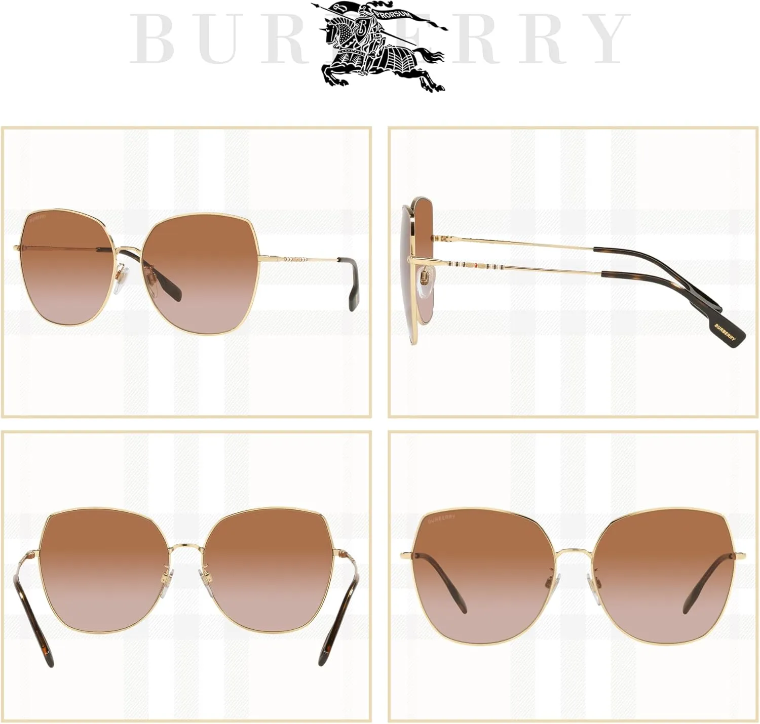 BURBERRY BE3136D Square Sunglasses for Women   BUNDLE With Deisgner iWear Complimentary Eyewear Kit