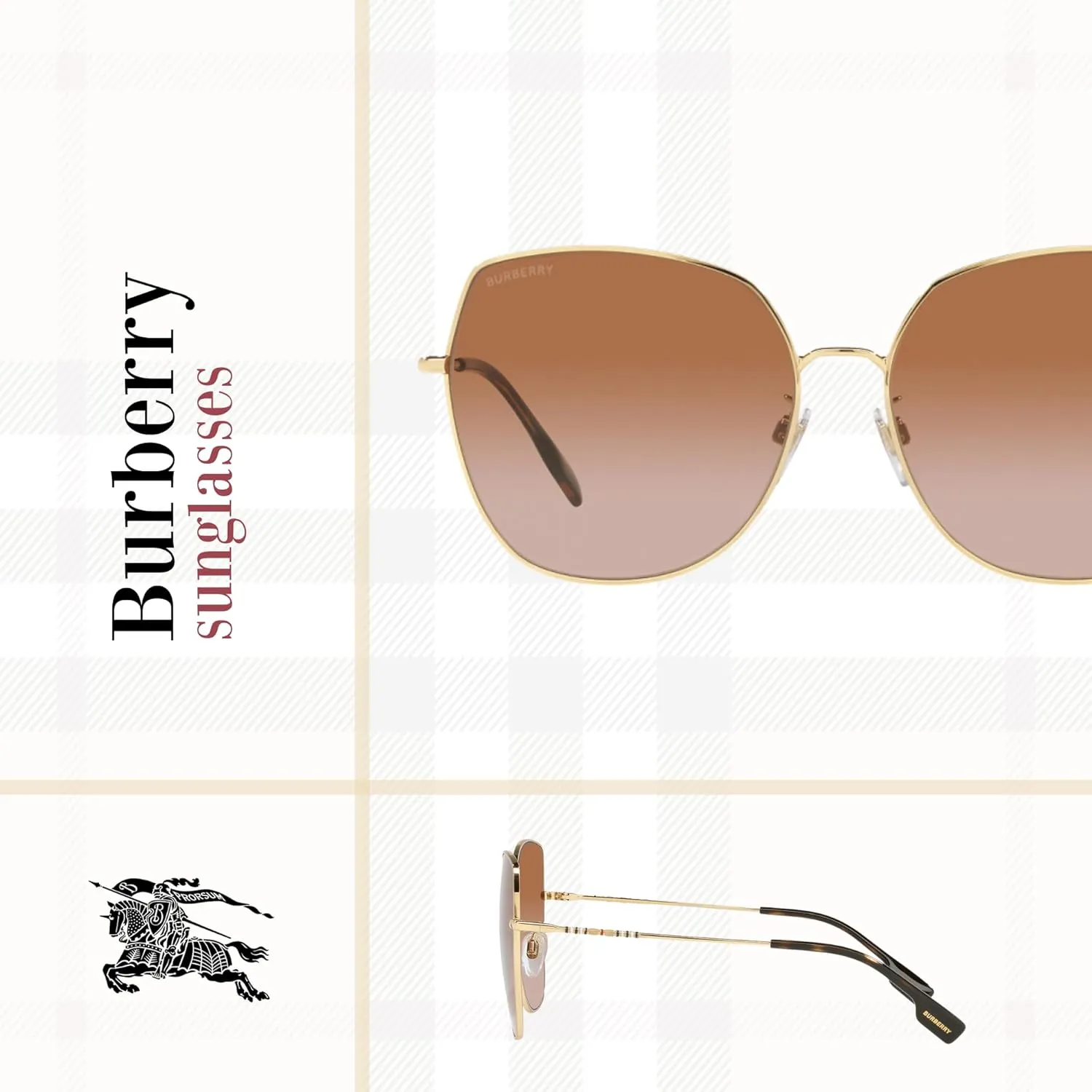 BURBERRY BE3136D Square Sunglasses for Women   BUNDLE With Deisgner iWear Complimentary Eyewear Kit