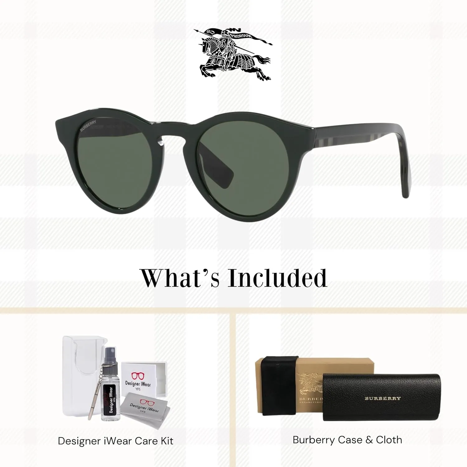 BURBERRY Reid BE4359 Round Sunglasses for Men   BUNDLE With Designer iWear Eyewear Kit