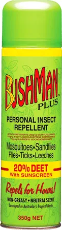Bushman Plus Aerosol with sunscreen 150gm - 20% DEET