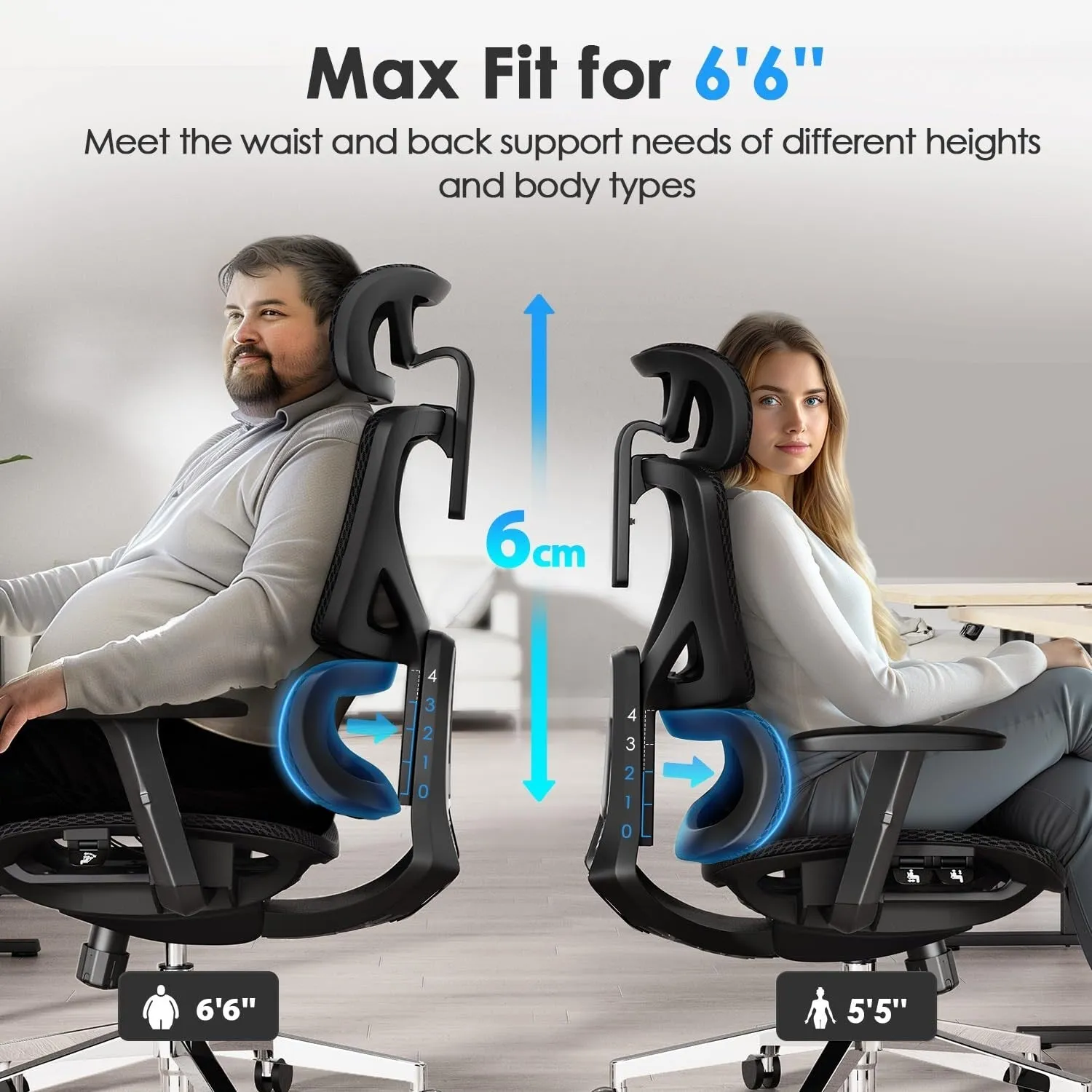 CabeVibe Ergonomic Home Office Desk Chair Breathable Mesh Chair Task Computer Chair - OdinLake