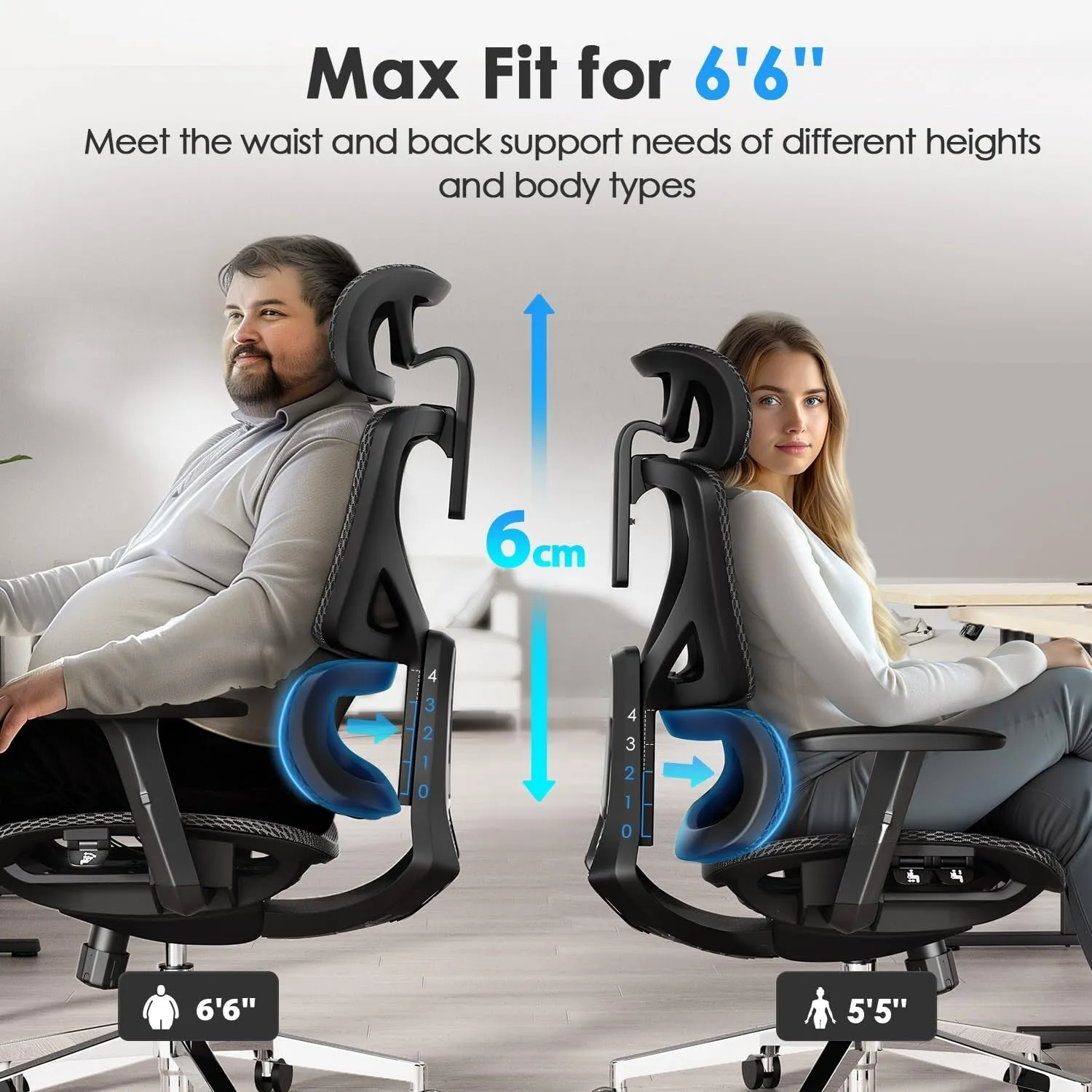 CabeVibe Ergonomic Home Office Desk Chair Breathable Mesh Chair Task Computer Chair - OdinLake