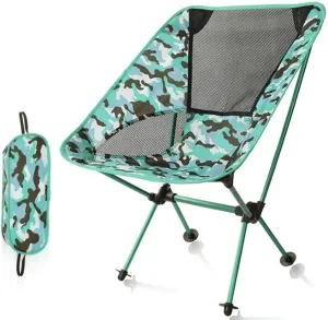 Camping Accessory Outdoor Camouflage Portable Folding Camping Chair Light Fishing Beach Chair Aviation Aluminum Alloy Backrest Recliner (Color : Green)