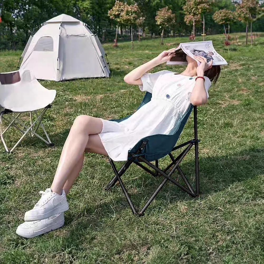 Camping Folding Chair, Heavy Duty Oversized Portable Outdoor Chair, Foldable Camp Chair with Side Pocket, Carry Bag Included, Collapsible Chair for Camping, Tailgates, Beach