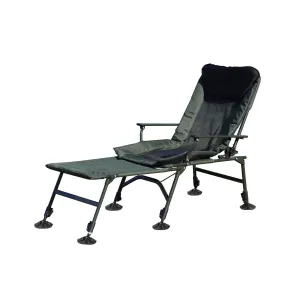 Camping Lounge Chair With Detachable Footrest, Portable Folding Reclining Camping Chair With Adjustable Backrest For Indoor And Outdoor Camping Beach Hiking Fishing - Green / Black