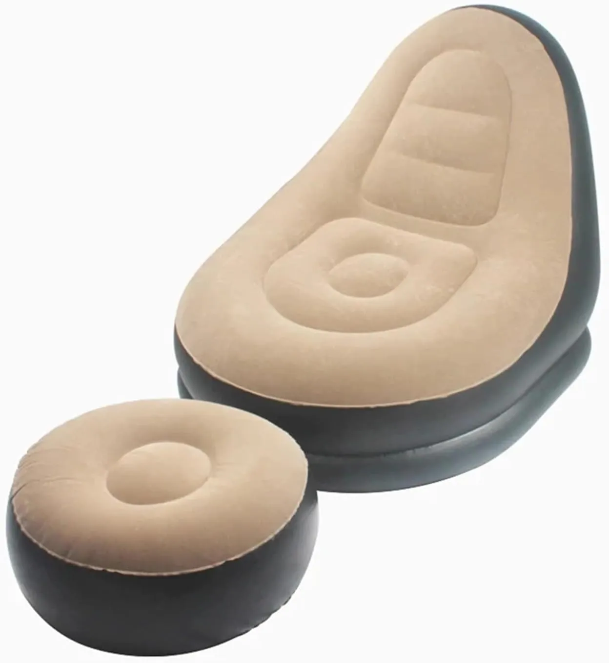 Camping Outfit Inflatable Lazy Sofa with Pedal Folding Recliner Outdoor and Indoor Bed Flocking Chair Beach Camping Garden Fashionable (Color : Red Lazy Sofa)
