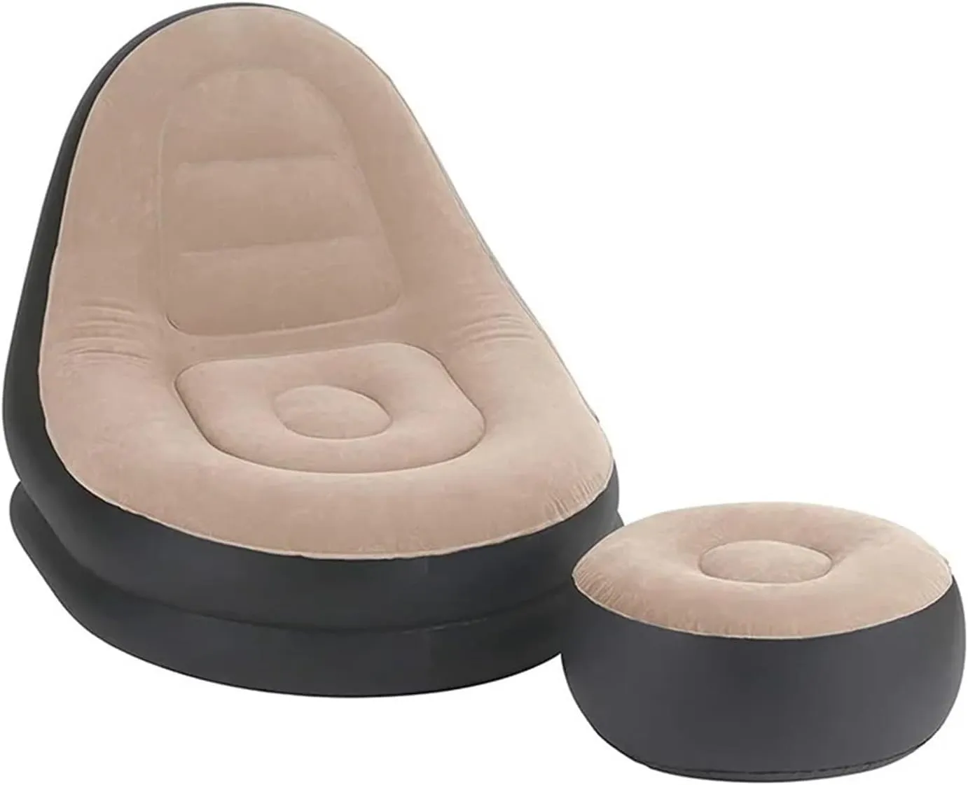 Camping Outfit Inflatable Lazy Sofa with Pedal Folding Recliner Outdoor and Indoor Bed Flocking Chair Beach Camping Garden Fashionable (Color : Red Lazy Sofa)