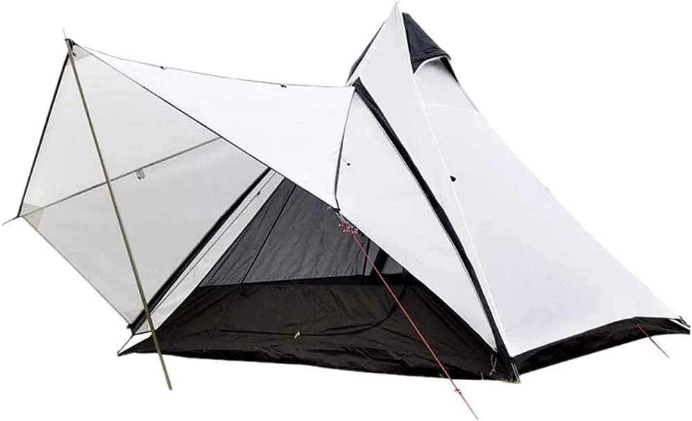 Camping Pyramid Tipi Tent Adult Indian Teepee Tent Yurt Tent Double Layers Tents for Outdoor Camping Hiking Hunting 3-4 Person (White 360X300X240CM)