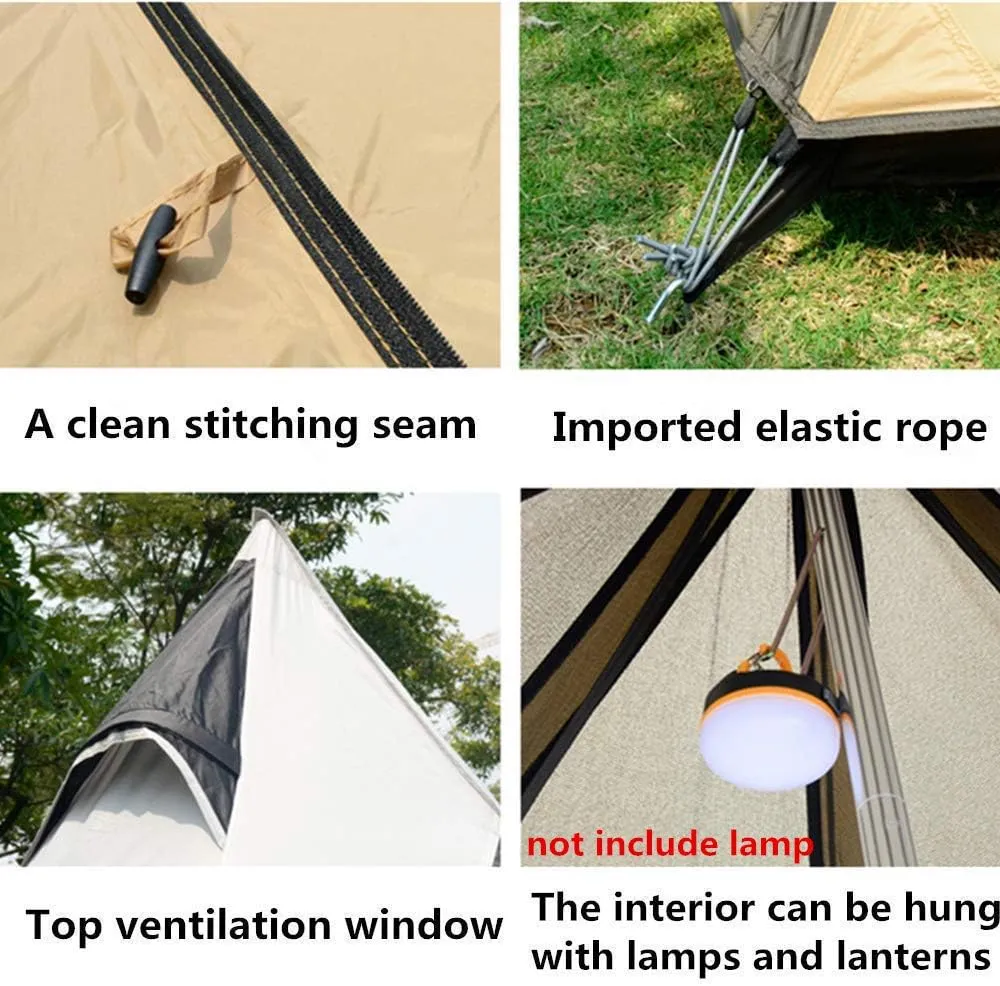 Camping Pyramid Tipi Tent Adult Indian Teepee Tent Yurt Tent Double Layers Tents for Outdoor Camping Hiking Hunting 3-4 Person (White 360X300X240CM)
