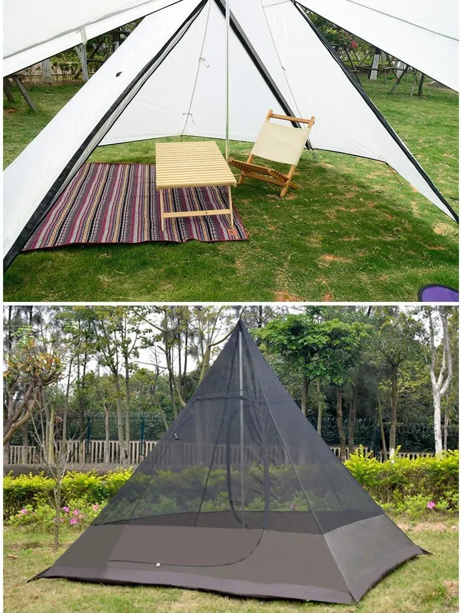 Camping Pyramid Tipi Tent Adult Indian Teepee Tent Yurt Tent Double Layers Tents for Outdoor Camping Hiking Hunting 3-4 Person (White 360X300X240CM)
