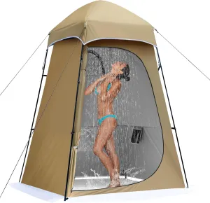 Camping Shower Tent, Oversize Pop Up Changing Tent, Portable Outdoor Bathroom Toilet Tent with Floor, Easy Set Up Privacy Shelter for Dressing, Hiking, Fishing, UPF50 