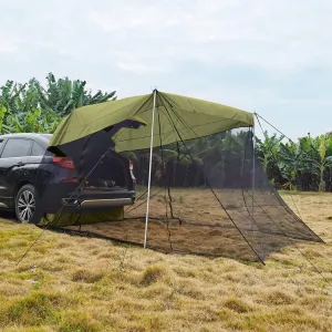 Camping Tent,SUV Tent 3-4 Person Family Camping Tent, Car Awning SUV Tailgate Tent with Rainfly and Carrying Bag, Universal Vehicle Sun Shelter for, Army Green