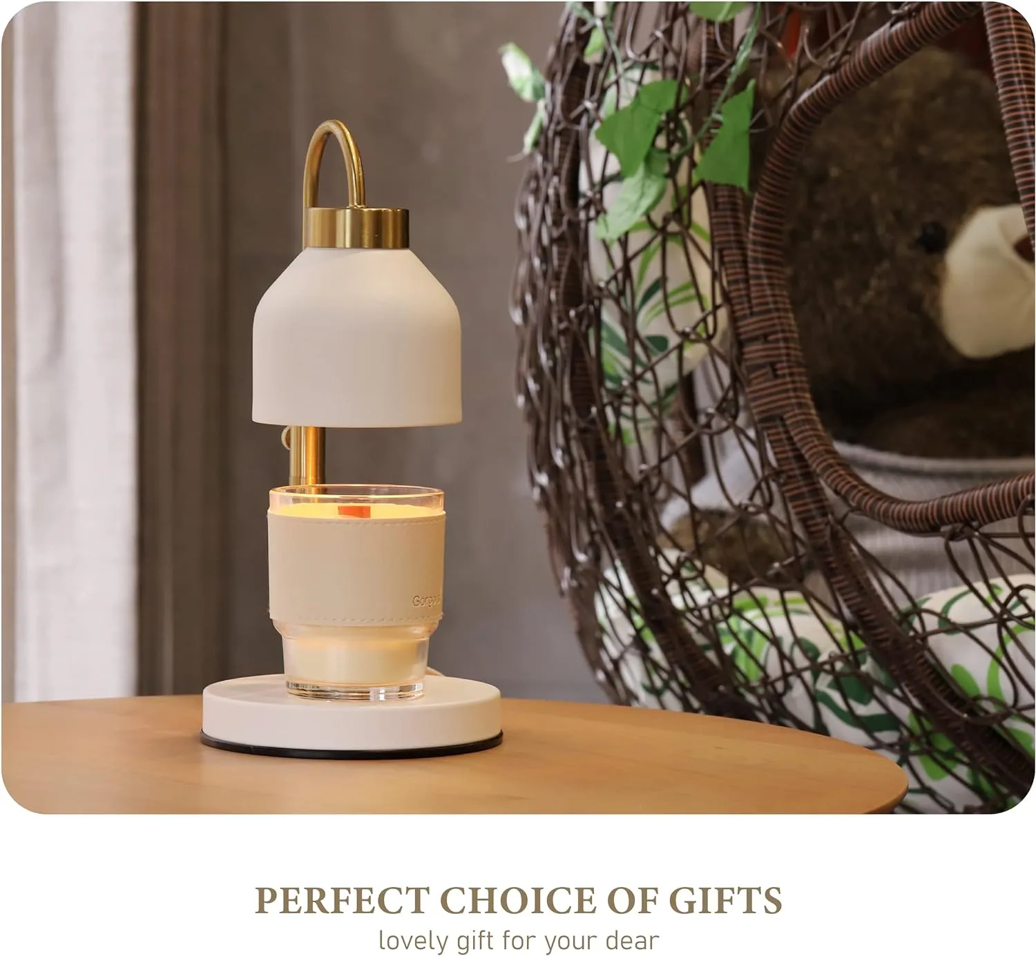 Candle Warmer Lamp, with 2 Bulbs,Timer & Dimmer,Compatible with Large Yankee Candle Jars,3 Wick Candles,Height Adjustable Electric Top Candle Melter,White,110-120v