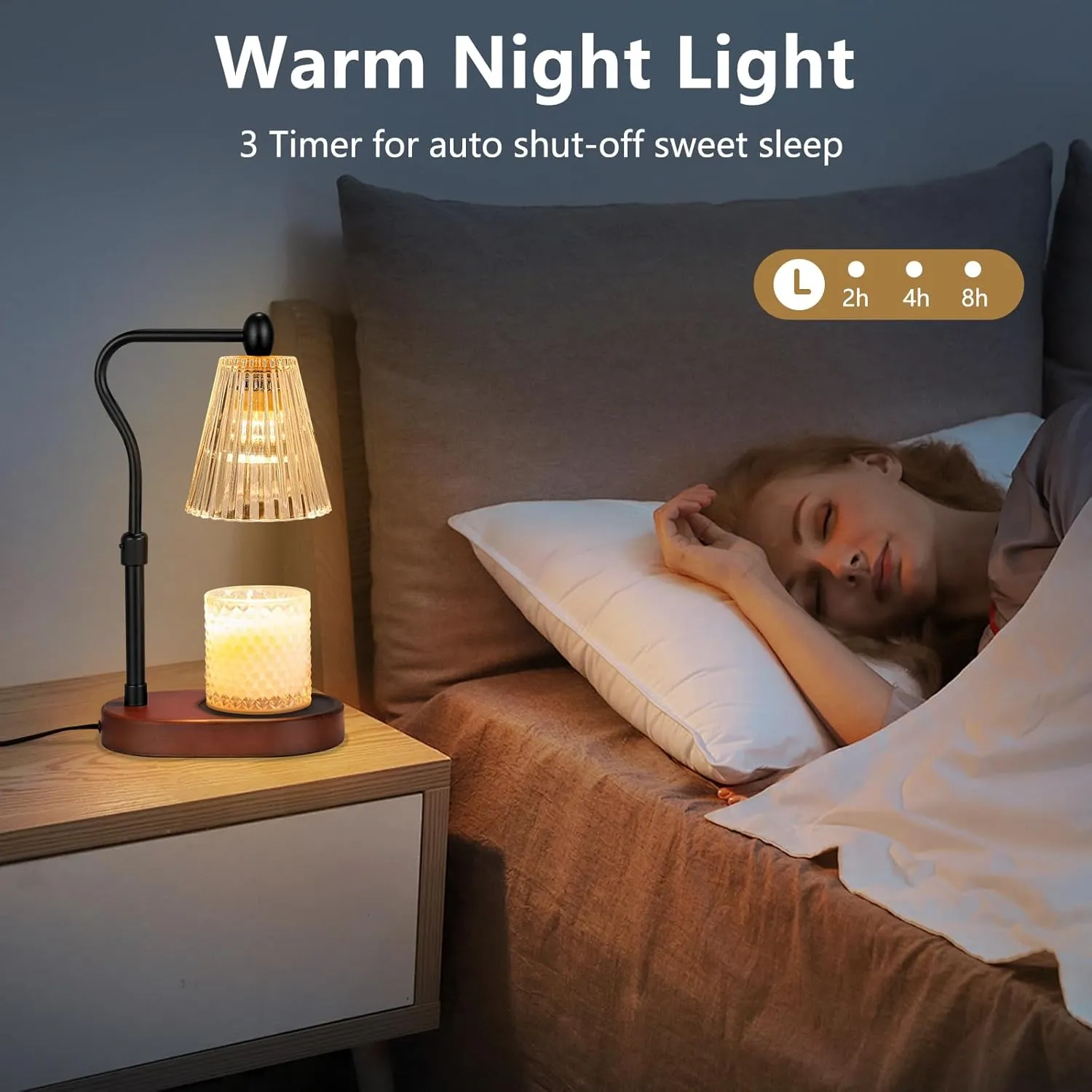 Candle Warmer Lamp with Dimmer 2 Bulbs, Candle Warmer with Timer Adjustable Height for Scented Wax Jar Candles, Gifts for Women Mom New Home, Christmas Gifts for Woemn Mothers Day, Birthday