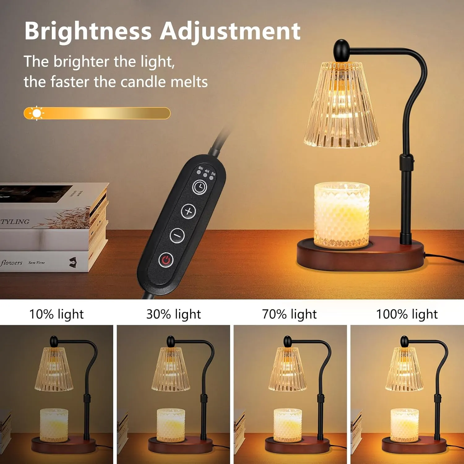 Candle Warmer Lamp with Dimmer 2 Bulbs, Candle Warmer with Timer Adjustable Height for Scented Wax Jar Candles, Gifts for Women Mom New Home, Christmas Gifts for Woemn Mothers Day, Birthday