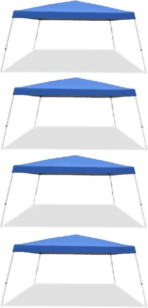 Canopy Pop-Up Tent V 12 x 12 ft Slanted Leg Instant Shade, Blue (4 Pack)