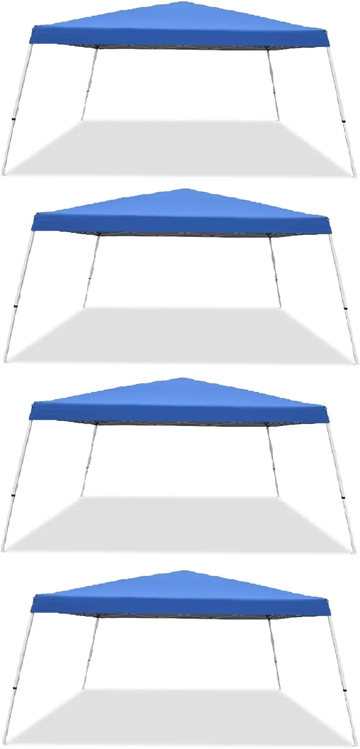 Canopy Pop-Up Tent V 12 x 12 ft Slanted Leg Instant Shade, Blue (4 Pack)