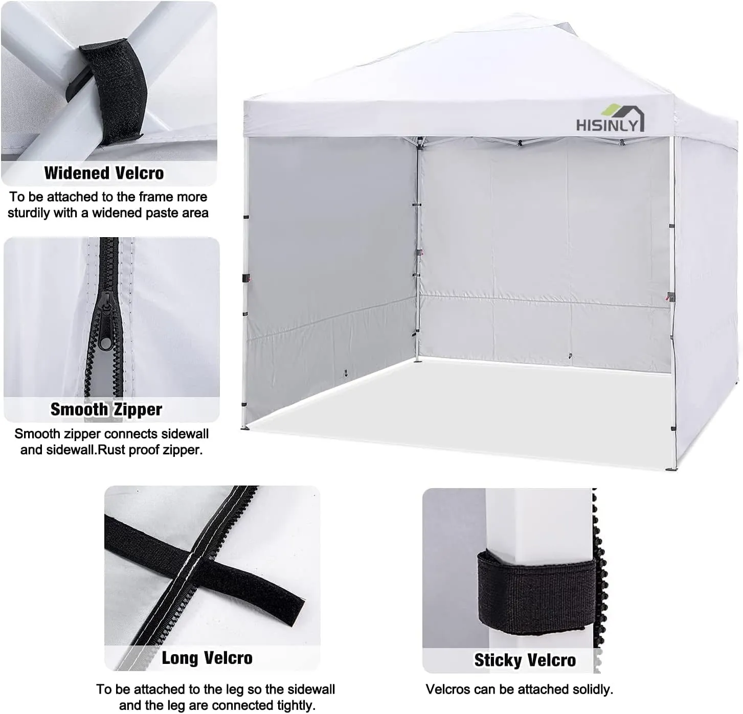 Canopy Sidewall 10 * 10 ft, 1 Pack Sunwall with 210D Oxford Cloth, UV Protection and Waterproof, Suits Pop-up Tent/Instant Canopy/Commercial Canopy, White (Sidewall Only)