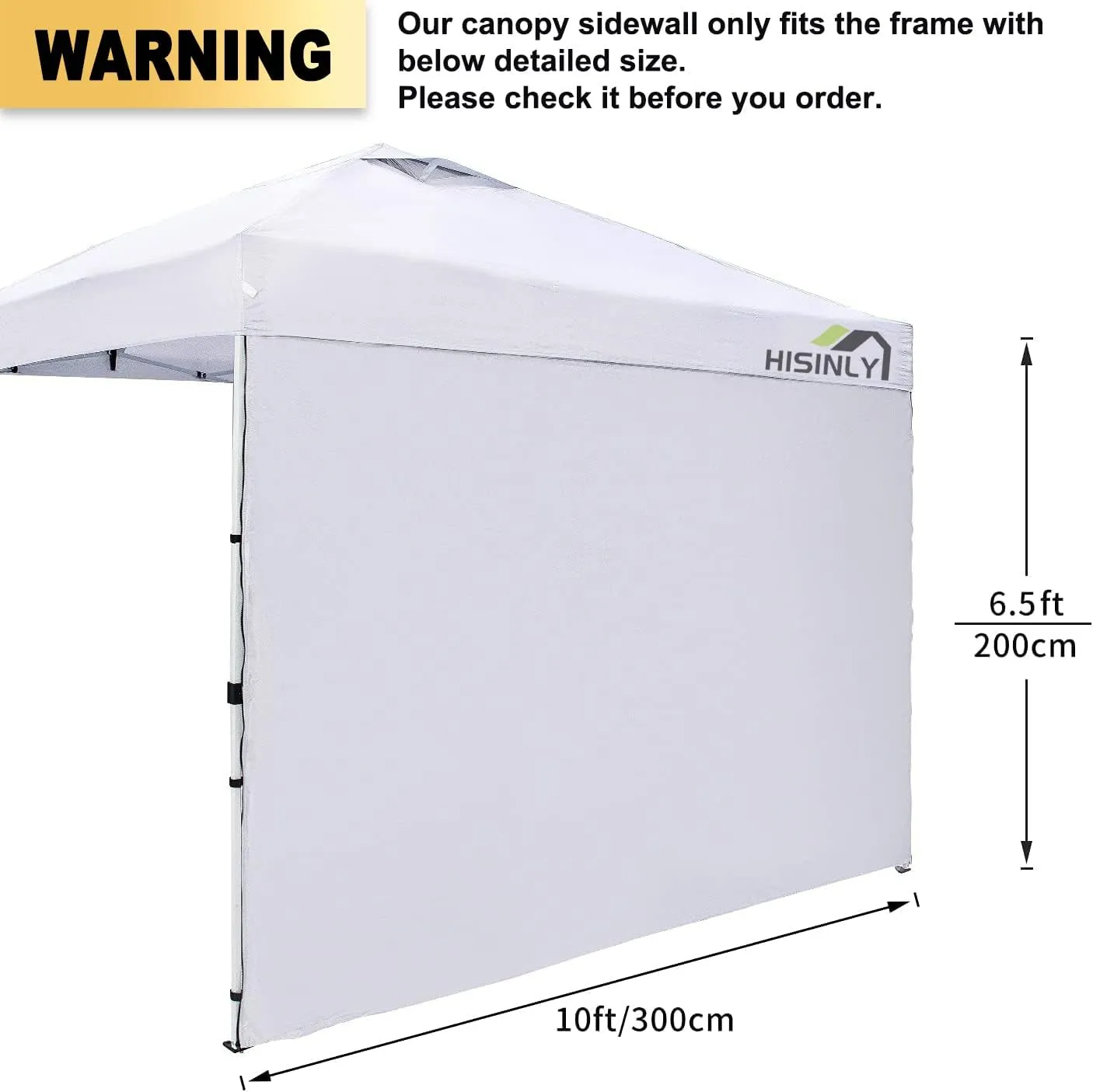 Canopy Sidewall 10 * 10 ft, 1 Pack Sunwall with 210D Oxford Cloth, UV Protection and Waterproof, Suits Pop-up Tent/Instant Canopy/Commercial Canopy, White (Sidewall Only)