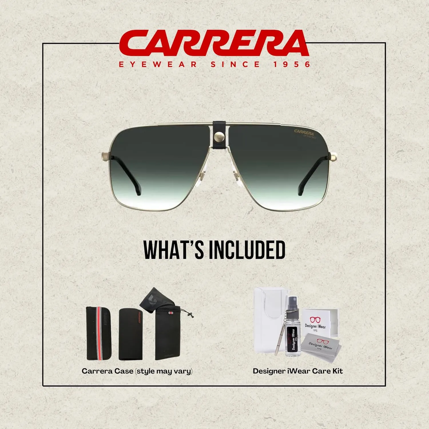 Carrera 1018/S Square Sunglasses For Men For Women   BUNDLE with Designer iWear Eyewear Care Kit