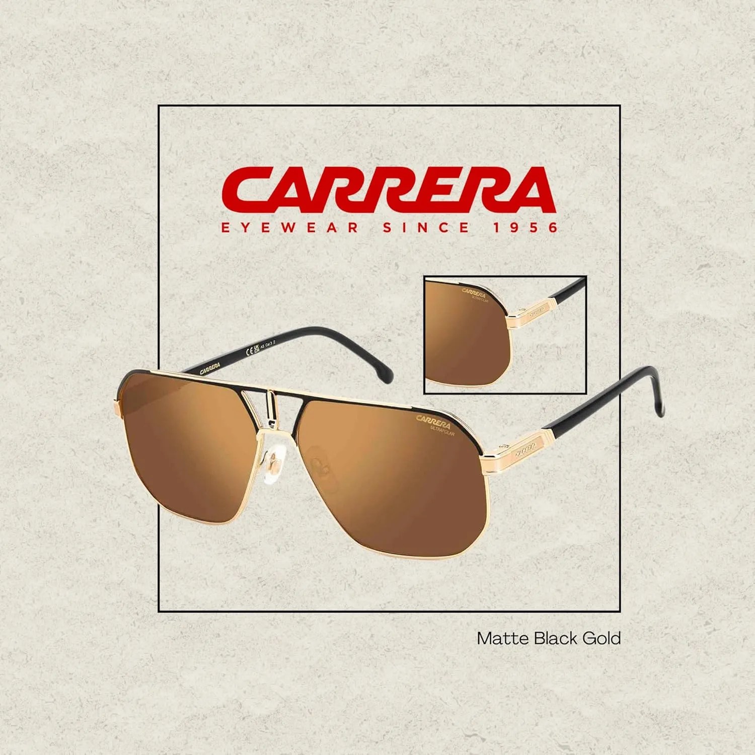 Carrera CA1062/S Square Sunglasses for Men   BUNDLE With Designer iWear Complimentary Eyewear Kit