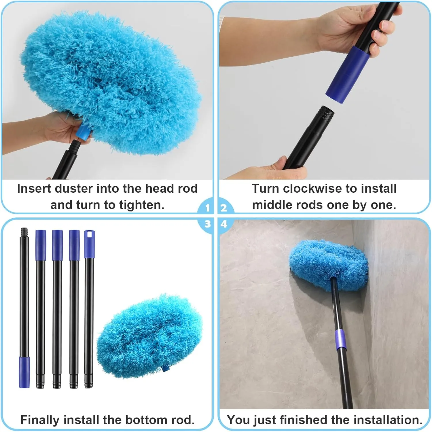 Ceiling Fan Cleaner Duster 7 Ft, Fan Duster for Ceiling Fan Blades, Removable Ceiling Fan Duster with Long Pole, Reusable Ceiling Cleaner Duster for High Ceilings, Fans, Furniture, Blinds