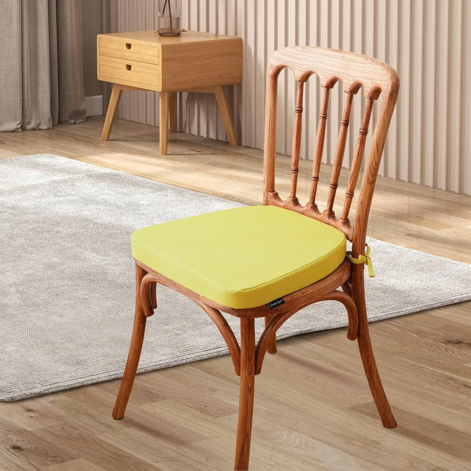 Chair Cushions for Dining Chairs, Indoor Seat Cushions with Ties and Non-Slip Backing, High-Resilience Chair Pads for Dining Room and Kitchen Chairs, 17''x16''x2'', Grass Green, Set of 4