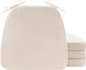 Chair Cushions for Dining Chairs, Indoor Seat Cushions with Ties and Non-Slip Backing, High-Resilience Chair Pads for Dining Room and Kitchen Chairs, 17''x16''x2'', Ivory, Set of 4