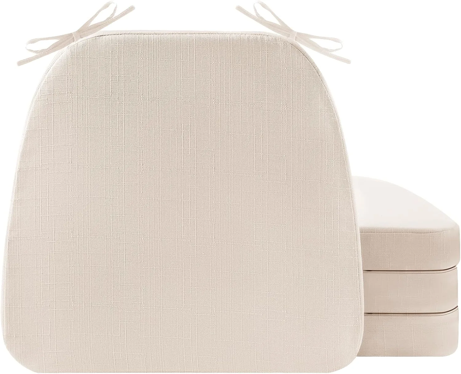 Chair Cushions for Dining Chairs, Indoor Seat Cushions with Ties and Non-Slip Backing, High-Resilience Chair Pads for Dining Room and Kitchen Chairs, 17''x16''x2'', Ivory, Set of 4