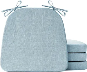Chair Cushions for Dining Chairs Set of 4, Non Slip Kitchen Chair Pads, 17" x 16" x 2", Indoor Dining Chair Cushions with Ties, Seat Cushion for Kitchen Chairs, Chair Pads, Light Blue