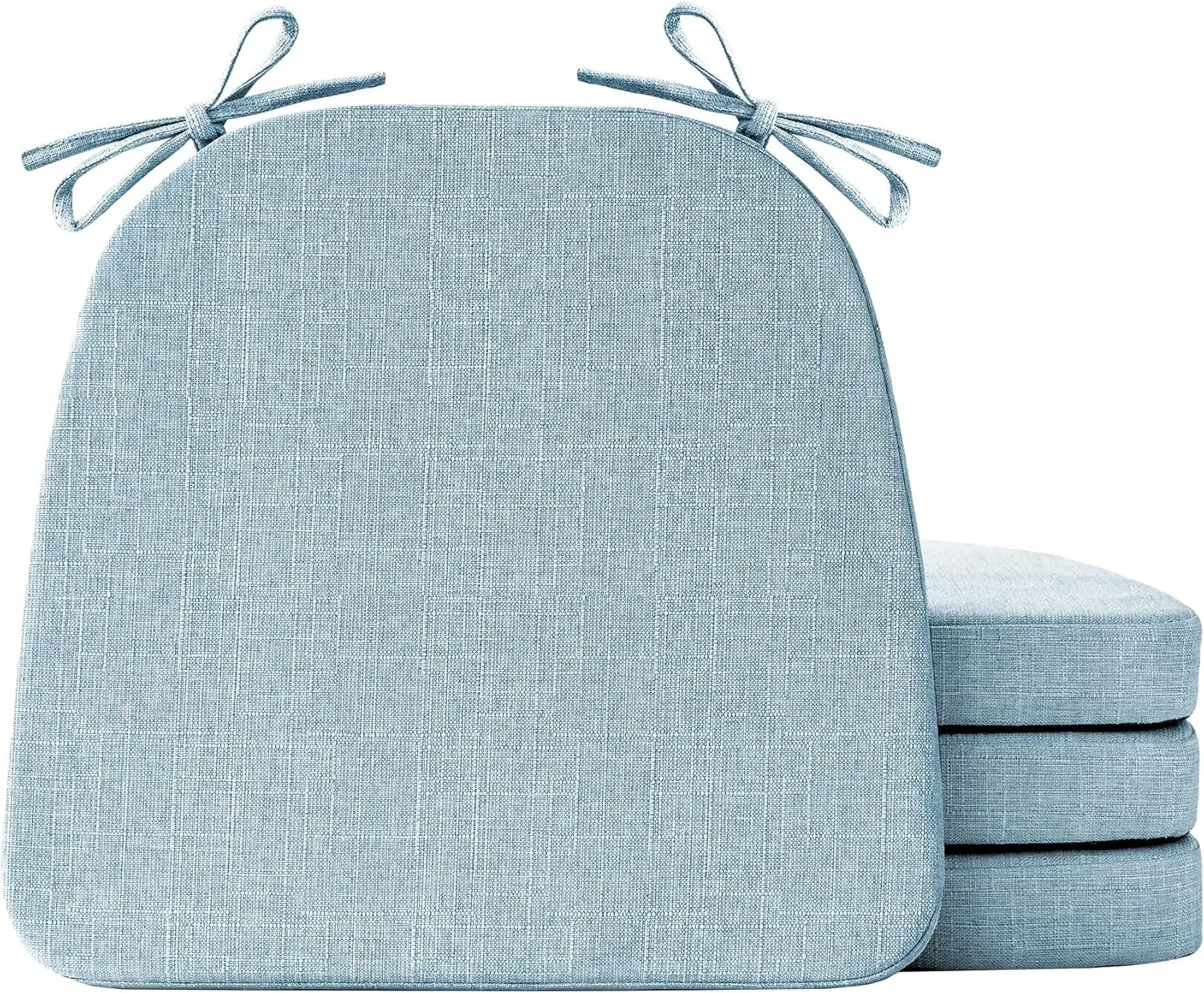 Chair Cushions for Dining Chairs Set of 4, Non Slip Kitchen Chair Pads, 17" x 16" x 2", Indoor Dining Chair Cushions with Ties, Seat Cushion for Kitchen Chairs, Chair Pads, Light Blue