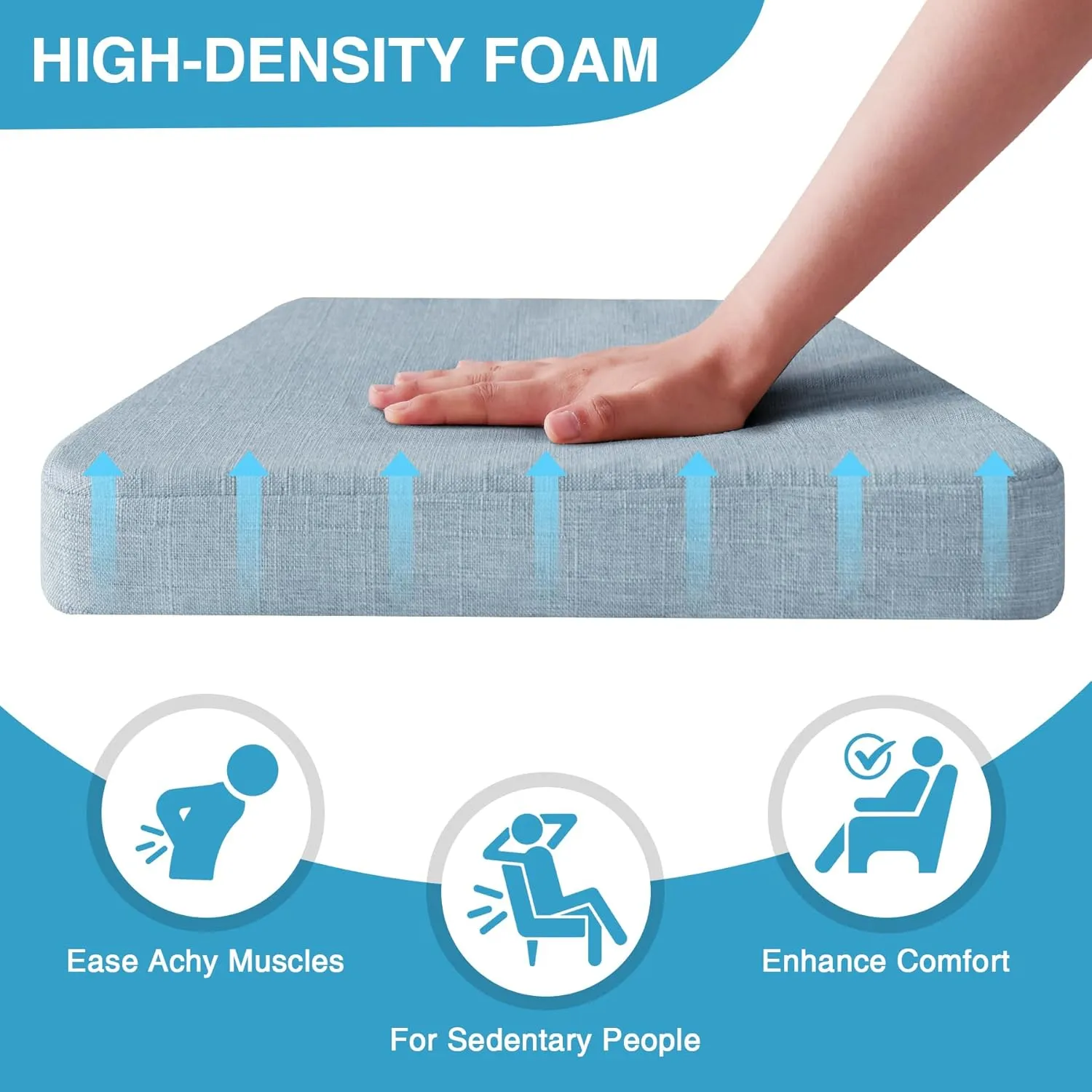 Chair Cushions for Dining Chairs Set of 4, Non Slip Kitchen Chair Pads, 17" x 16" x 2", Indoor Dining Chair Cushions with Ties, Seat Cushion for Kitchen Chairs, Chair Pads, Light Blue