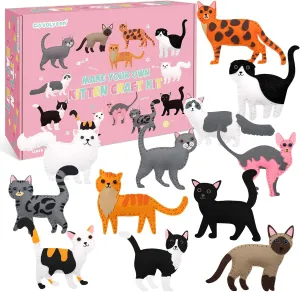 CiyvoLyeen Kitten Craft Kit Kids DIY Crafting and Sewing Set Kitty Cat Stuffed Animal Felt Plushies for Girls and Boys Educational Beginners Sewing Gift Ideas