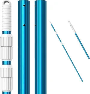 CKE Upgraded 16.5 Feet Thicken 1.3mm Blue Aluminum Telescoping Swimming Pool Pole,Adjustable 3 Piece Expandable Step-Up,Attach Connect Skimmer Net,Rakes,Brushes,Vacuum Head with Hoses, Universal 1.25"