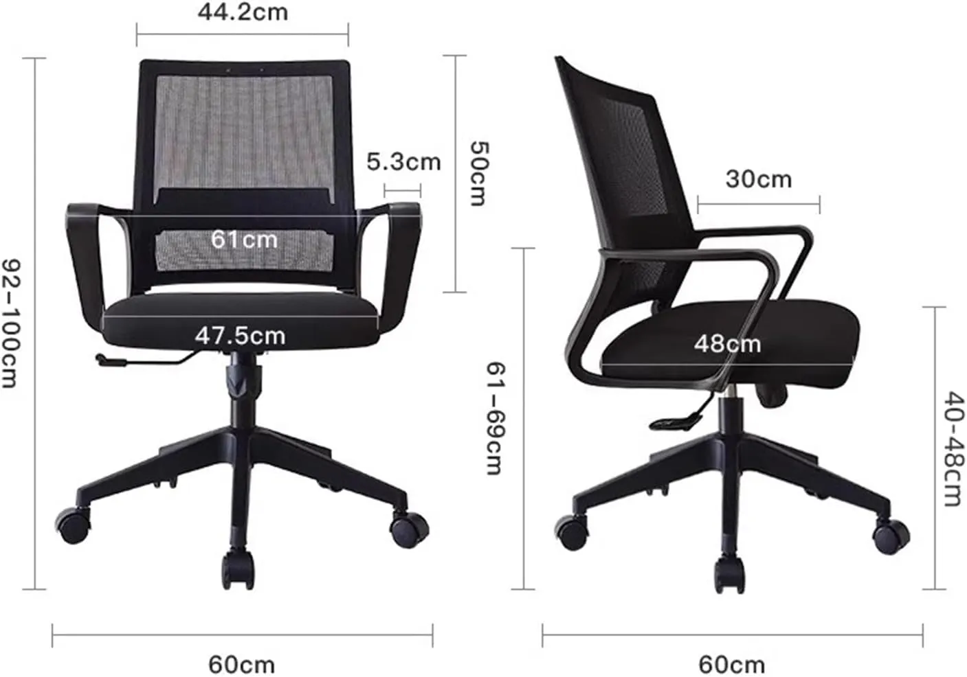 Classic Ergonomic Mesh Rolling Work Swivel Task Chairs, Comfortable Lumbar Support for Home, Bedroom, Study, Dorm, Student, Adults Desk Task Chair(Black)