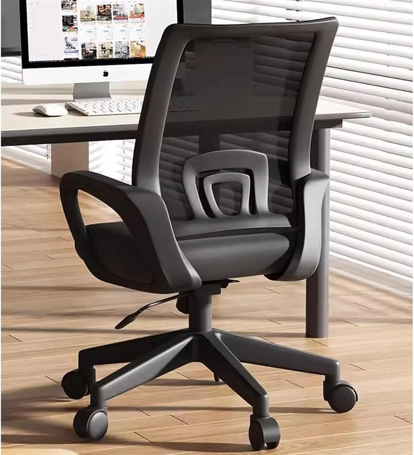 Classic Home Comfort Office ChairComfortable Swivel Gaming ChairErgonomic Lift Fabric Mesh Mid-Back Chair Desk Task Chair(Gris)