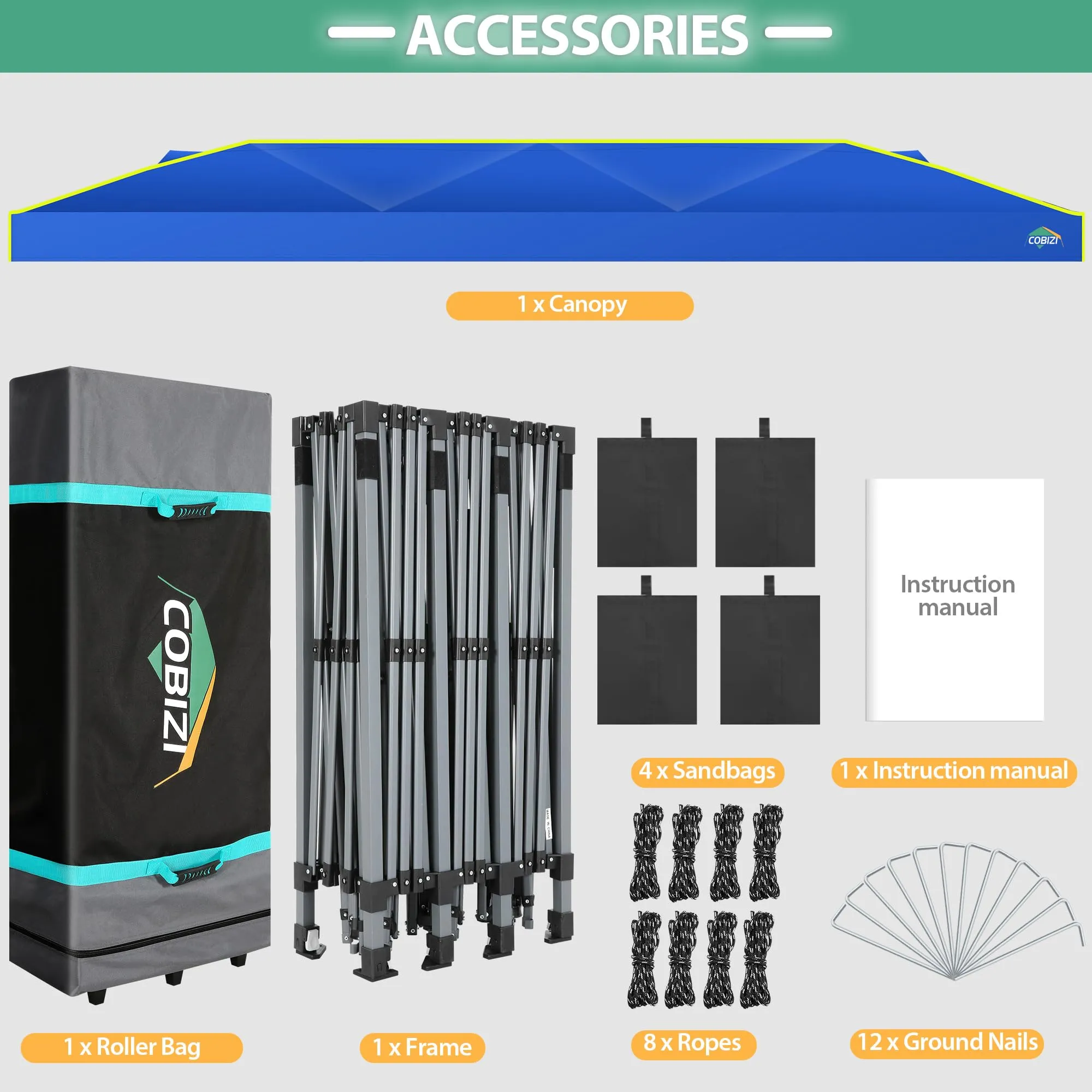 COBIZI 10x30 Pop Up Canopy Tent with Air Vent EZ Pop Up Party 10x30 Canopy Tent Waterproof and UPF50 ,Outdoor Canopy Tent for Parties Wedding Events,with Roller Bag, Sandbags(Blue