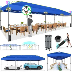 COBIZI 10x30 Pop Up Canopy Tent with Air Vent EZ Pop Up Party 10x30 Canopy Tent Waterproof and UPF50 ,Outdoor Canopy Tent for Parties Wedding Events,with Roller Bag, Sandbags(Blue