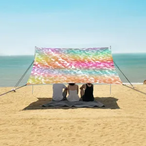 Colorful Camouflage Pattern Beach Canopy Tent Anti-UV & Wind Resistant, Camping Sun Shelter Easy Setup Portable,Outdoor Shade Tents with Sandbags,Sand Shovels,Ground Pegs & Stability Poles