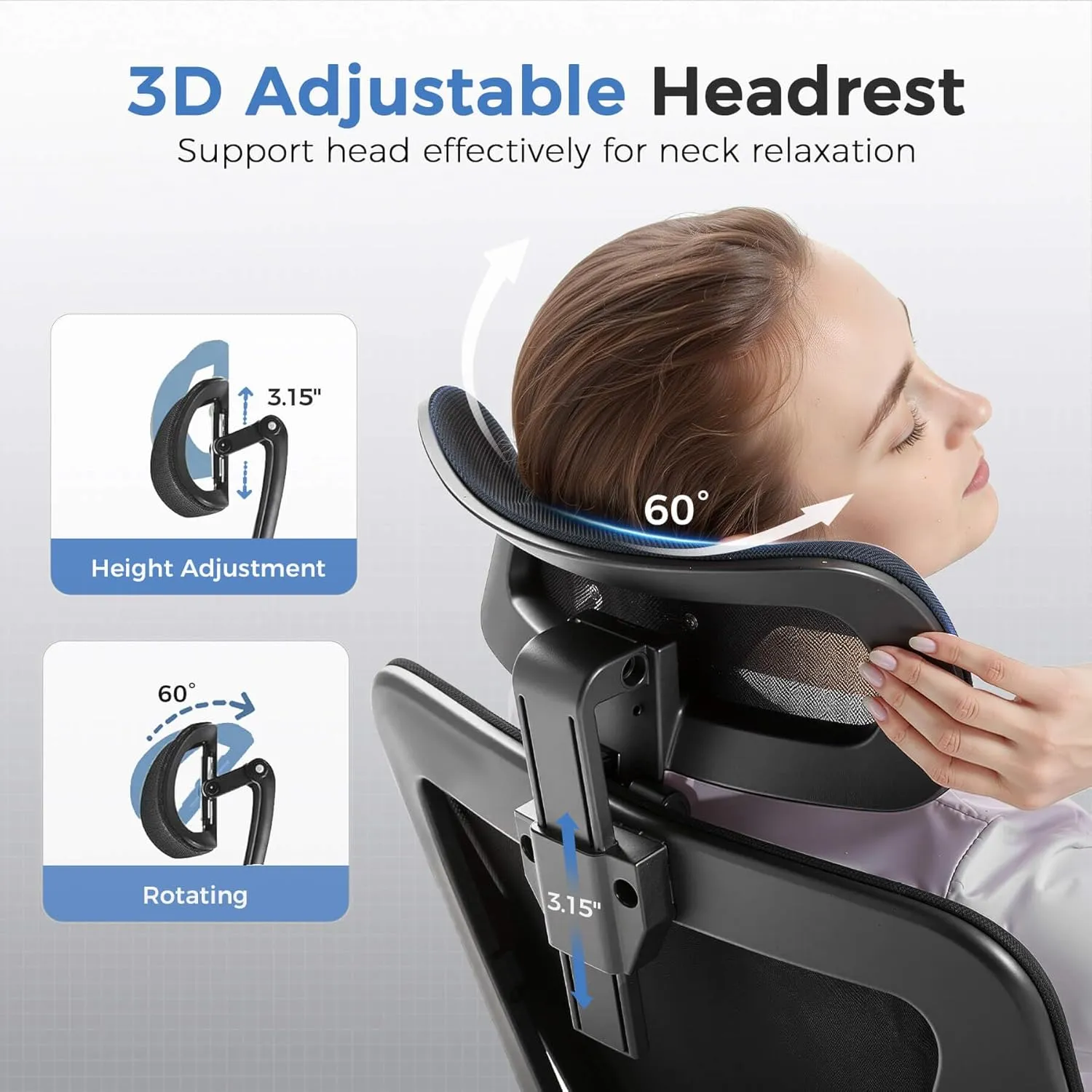 COMHOMA Ergonomic Office Chair Big and Tall Gaming Chair with Footrest, 3D Adaptive Lumbar Support & Headrest, High Back Rolling Computer Chair with Wide Seat, Breathable Mesh, ErgoFlex-F26, Black