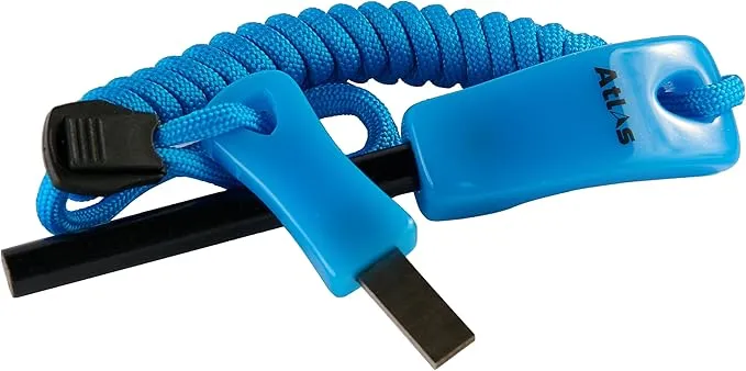 Compact Fire Starter Kit 2.5" Ferro Rod with Steel Striker, Unique Blue, 6ft of Paracord, for Survival, Hiking, Camping & Bushcrafting Tools by Atlas