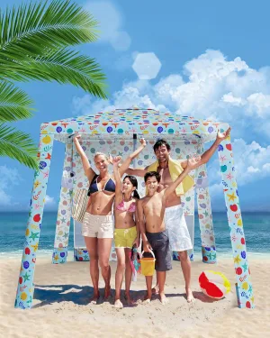 Cool Cabanas - 6.2'x6.2' Beach Sun Shelter, Quick Setup, Waterproof, UPF 50  UV Protection, Includes Side Wall & Sand Pockets, Great for Kids, Family, and Outdoor Fun