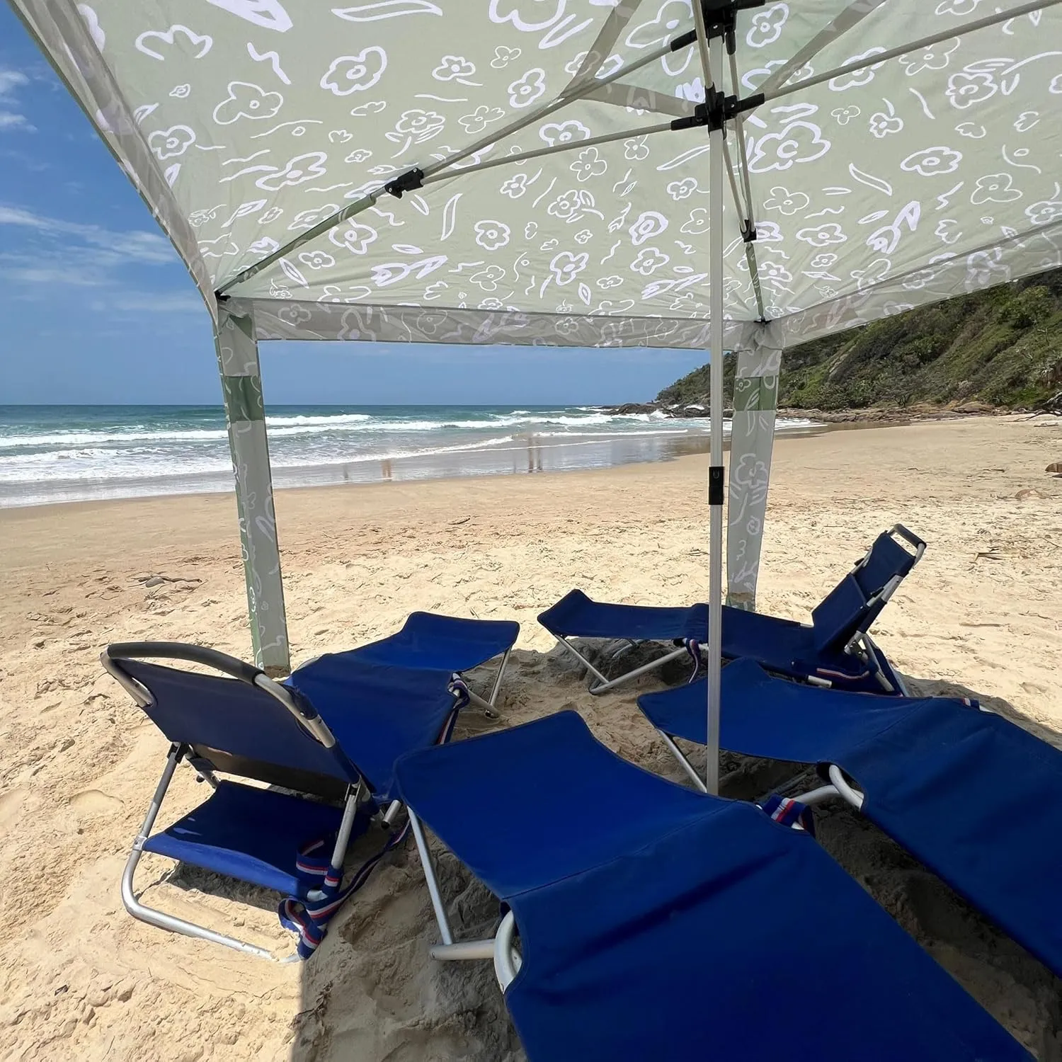 CoolCabana Beach Shade Tent - Easy Setup, UPF 50  Protection, Large & Medium Sizes, Compact & Wind Resistant - Beach Cabana for The Whole Family - Byron Green, Medium