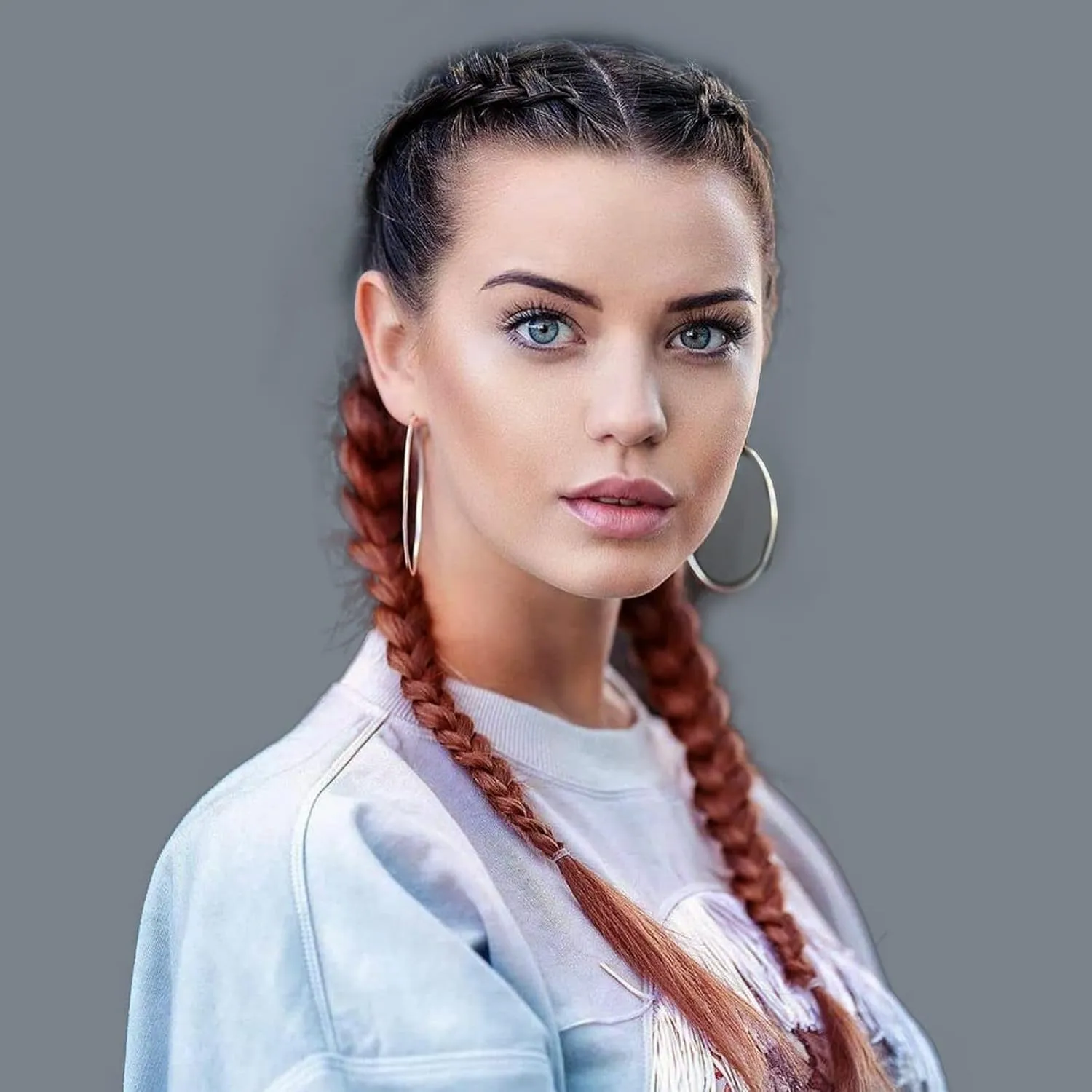 Copper Red Braided Wigs for Women Long Braids Lace Front Wig With Baby Hair Soft Black Red Brown Synthetic Knotless Braided Wig Hairline Glueless Heat Resistant Fiber Hair Cosplay Daily 22 Inch