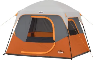 CORE Tent for Family Camping | 4 Person & 6 Person Portable Camp Tent with Carry Bag for Outdoor Car Camping | Included Gear Loft Organizer for Camp Accessories