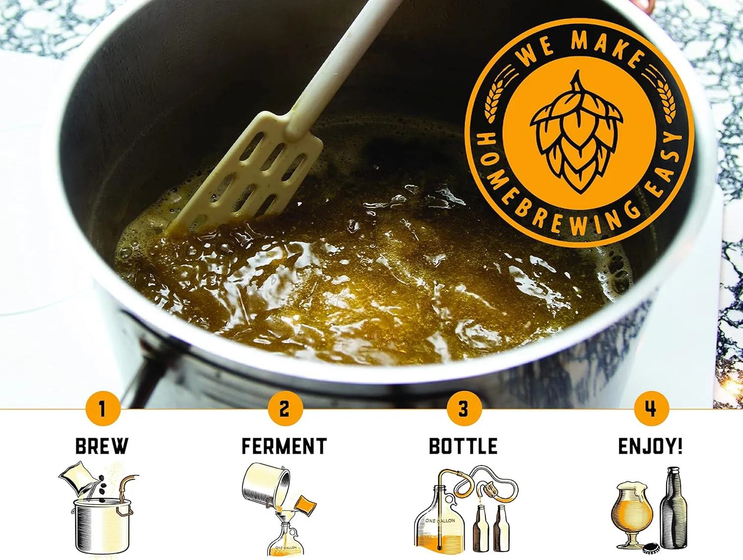 Craft A Brew - Single Hop IPA (Cascade) - Beer Making Kit - Make Your Own Craft Beer - Complete Equipment and Supplies - Starter Home Brewing Kit - 1 Gallon
