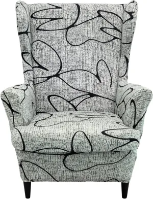 CRFATOP Wingback Chair Cover 2 Piece Stretchy Wingback Armchair Covers Spandex Elastic Wing Chair Slipcover Sofa Cover for Furniture Protector in Living Room,B37